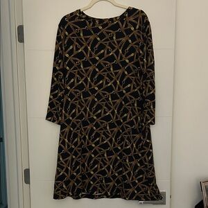 Barbara Gerwit - Black & Brown Horse Bit Long Sleeve Dress - Size Large